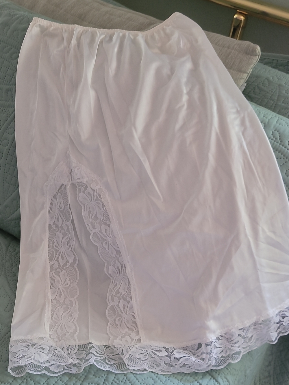 Women's White Lace-Trim Half Slip